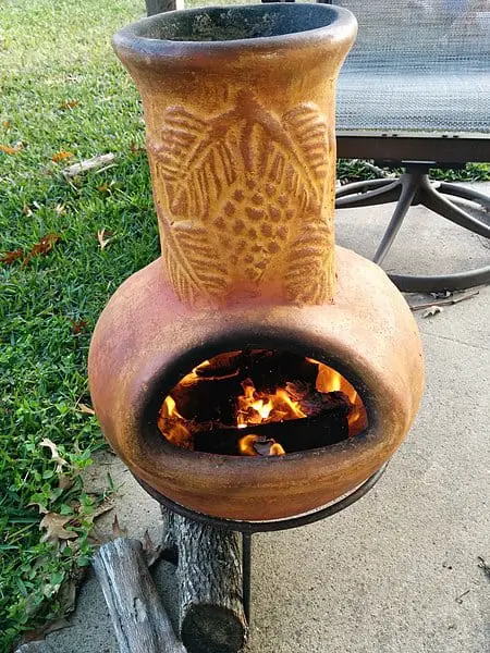 Chiminea on patio